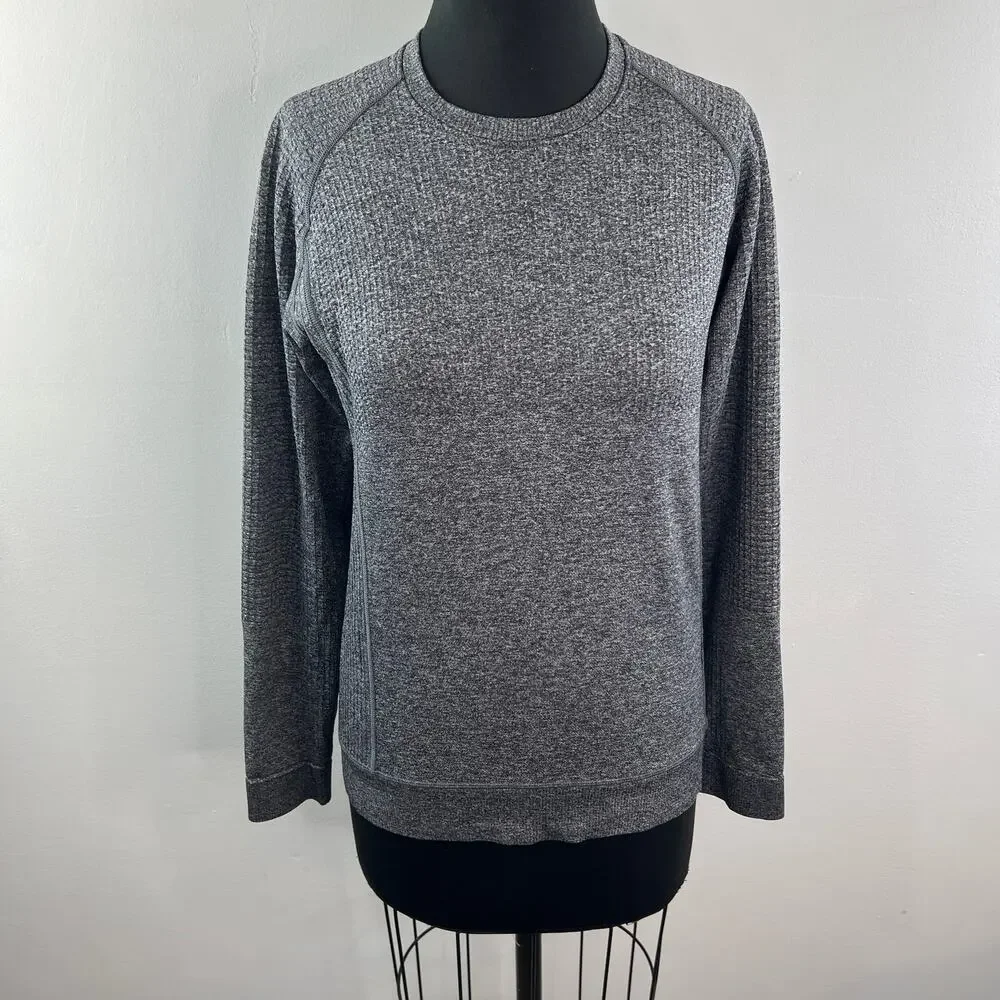 Lululemon Engineered Warmth Wool Long Sleeve Crew Black White Pullover Top Sz? M